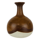 Vintage ceramic vase, brown and white.