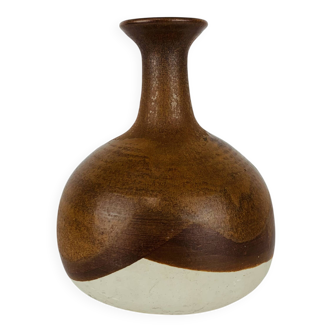 Vintage ceramic vase, brown and white.