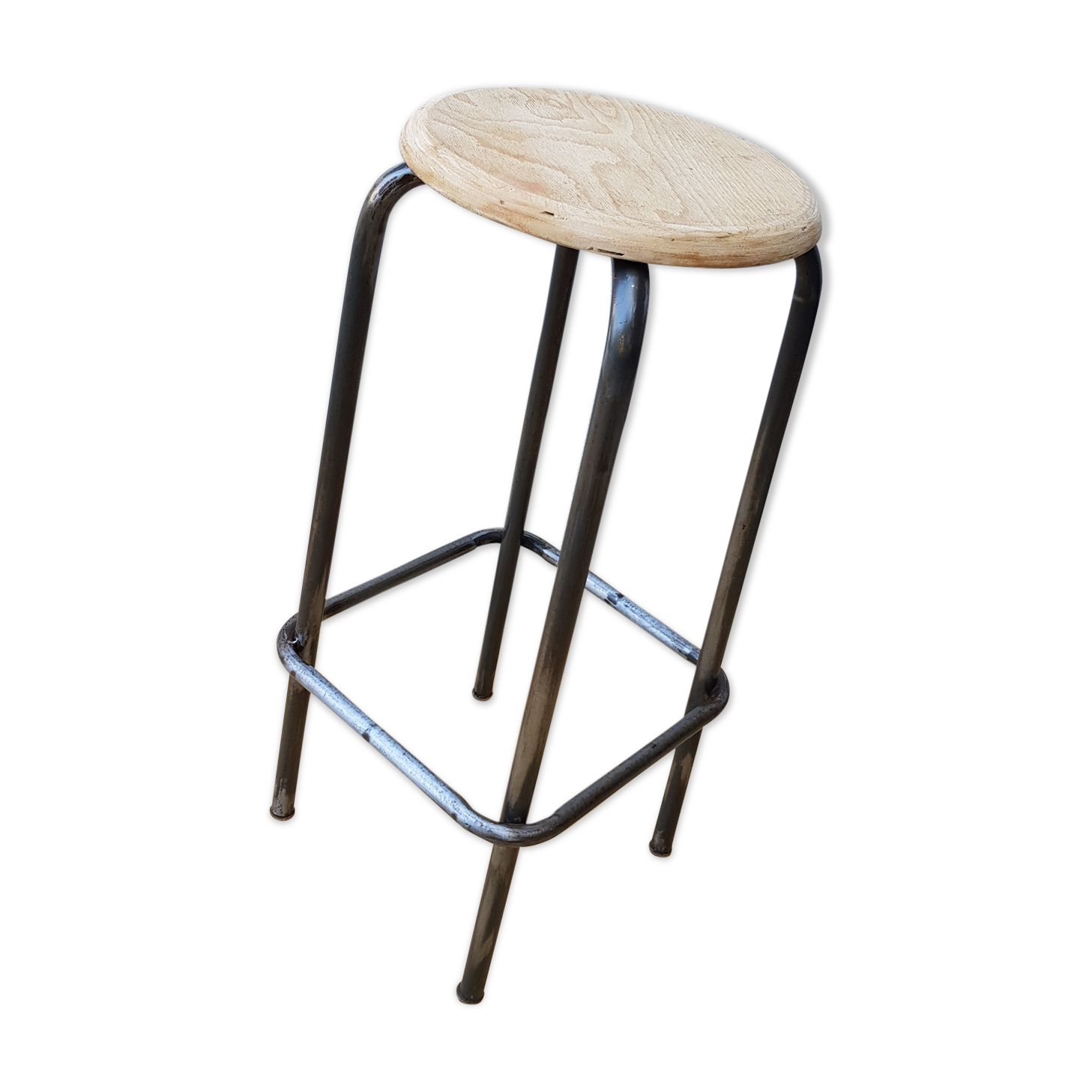 High wood and metal stool