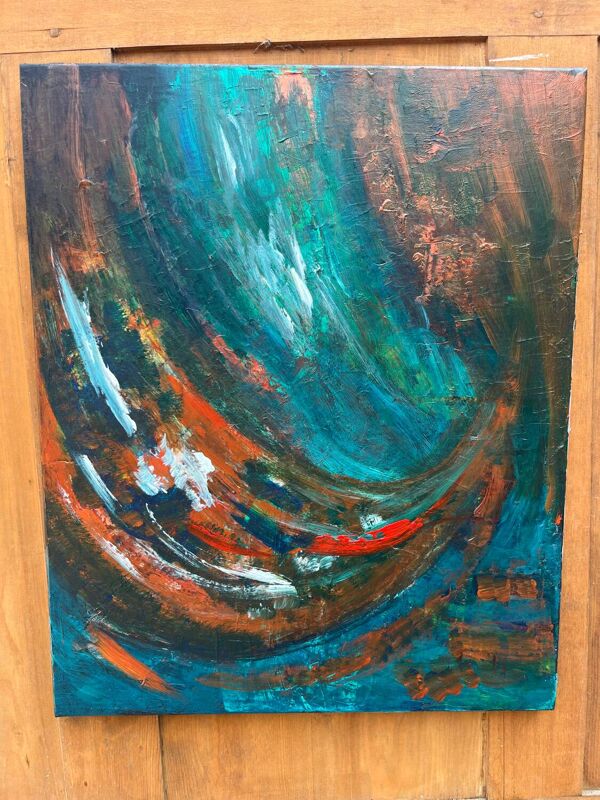 Peinture contemporaine vintage signée