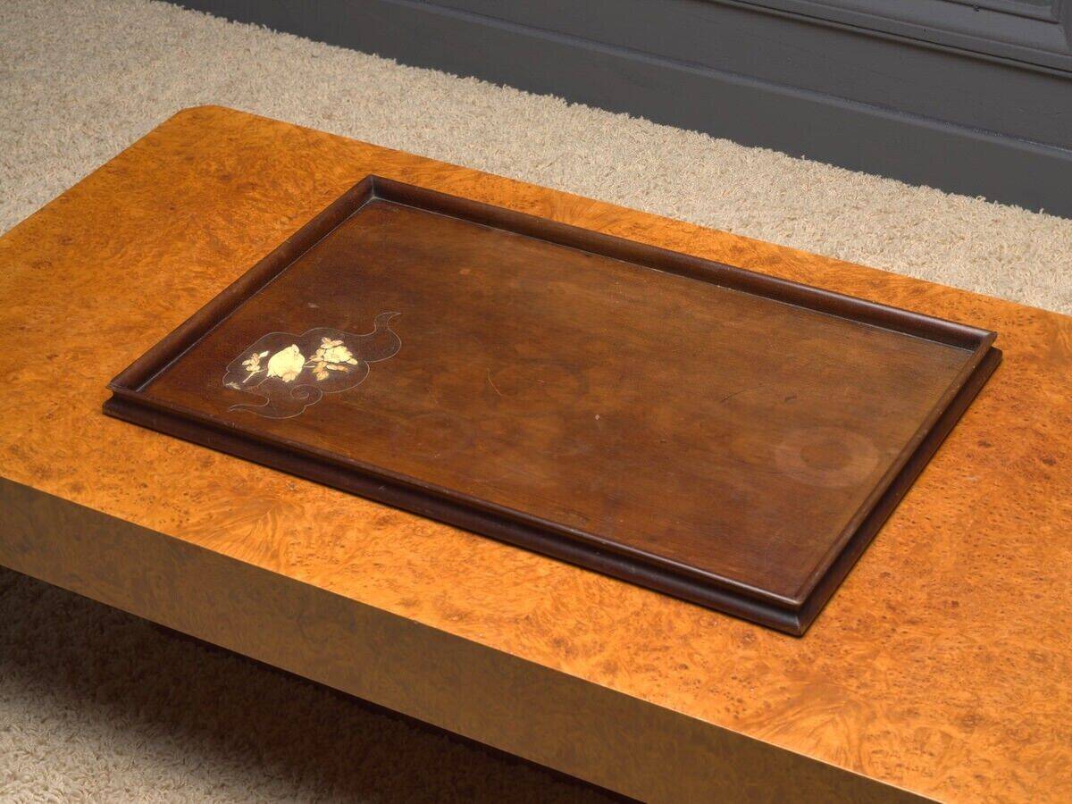Indochina tray mother-of-pearl marquetry bird decoration 1900