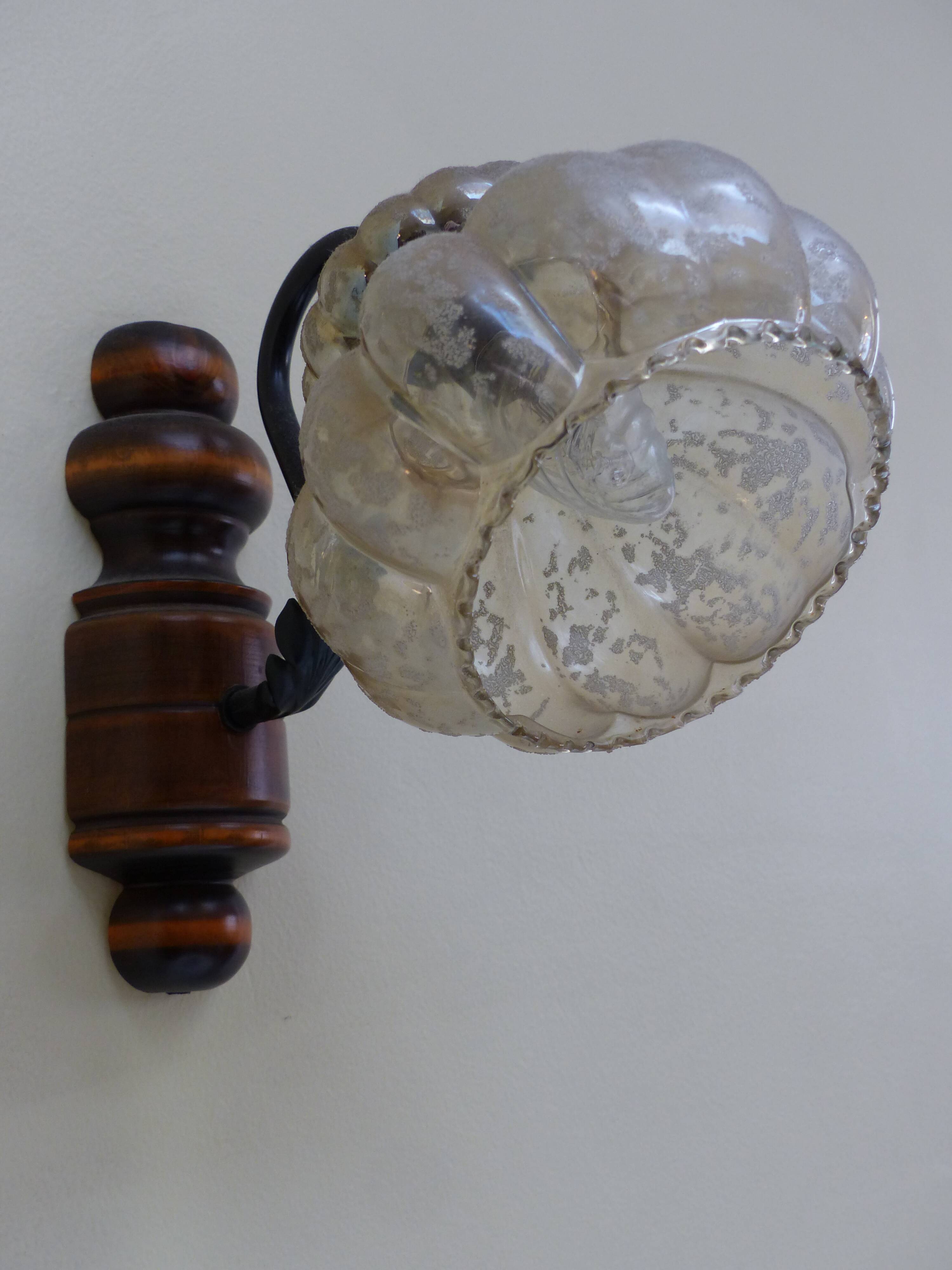 Wall lamp wood base