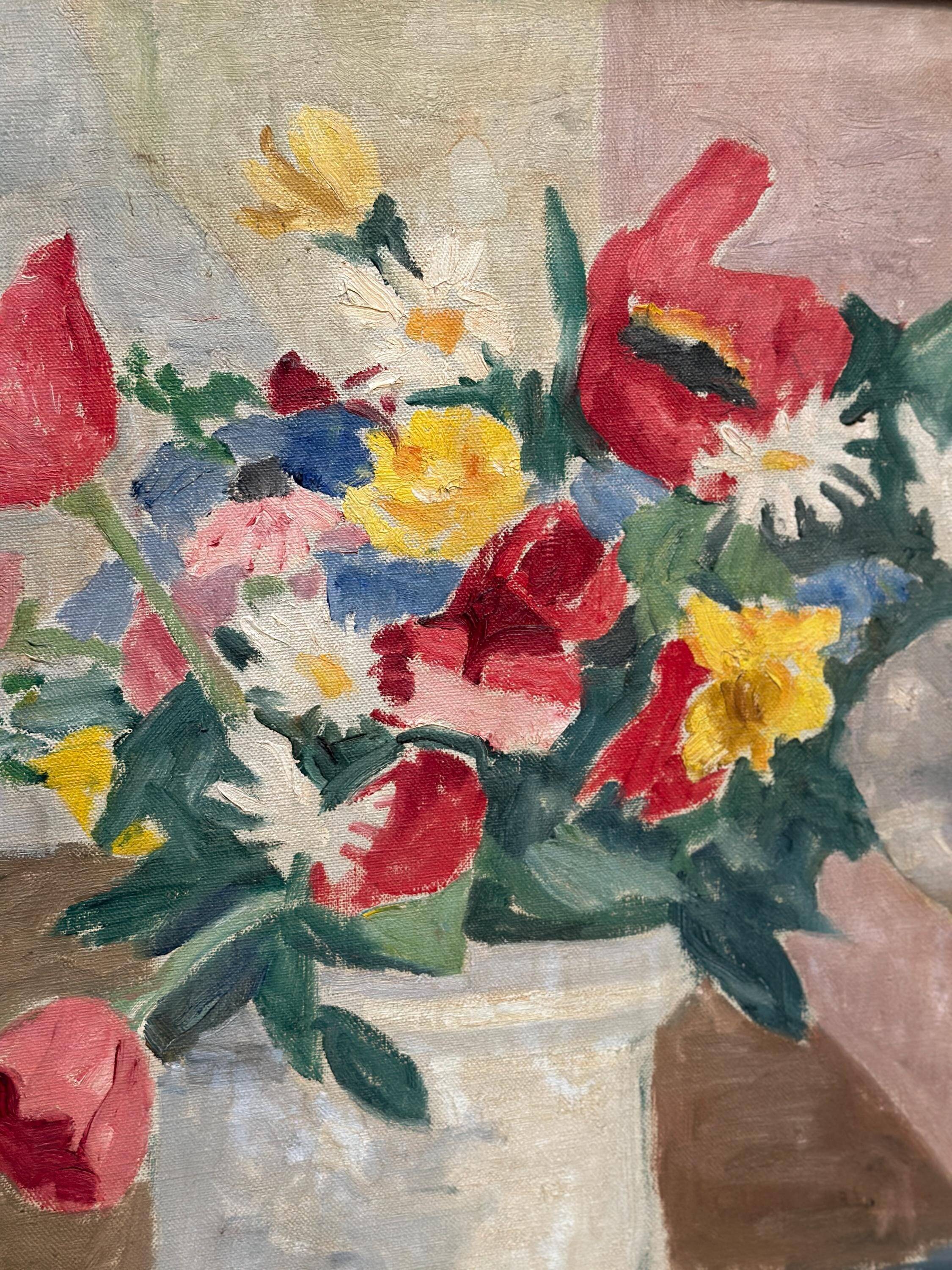 Original Swedish Oil on Canvas – "Flowers and Fruit by Ellis Wallin"