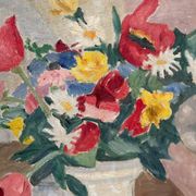 Original Swedish Oil on Canvas – "Flowers and Fruit by Ellis Wallin"