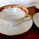 Tasses à café vintage en porcelaine fine de Limoges - Framboise et décor doré