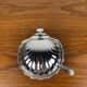 Shell butter dish with vintage knife, silver metal and white insert
