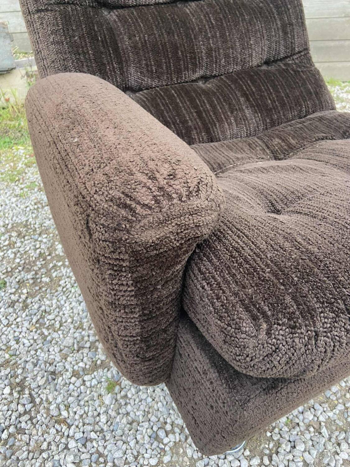 Canapé vintage Space Age en velours marron