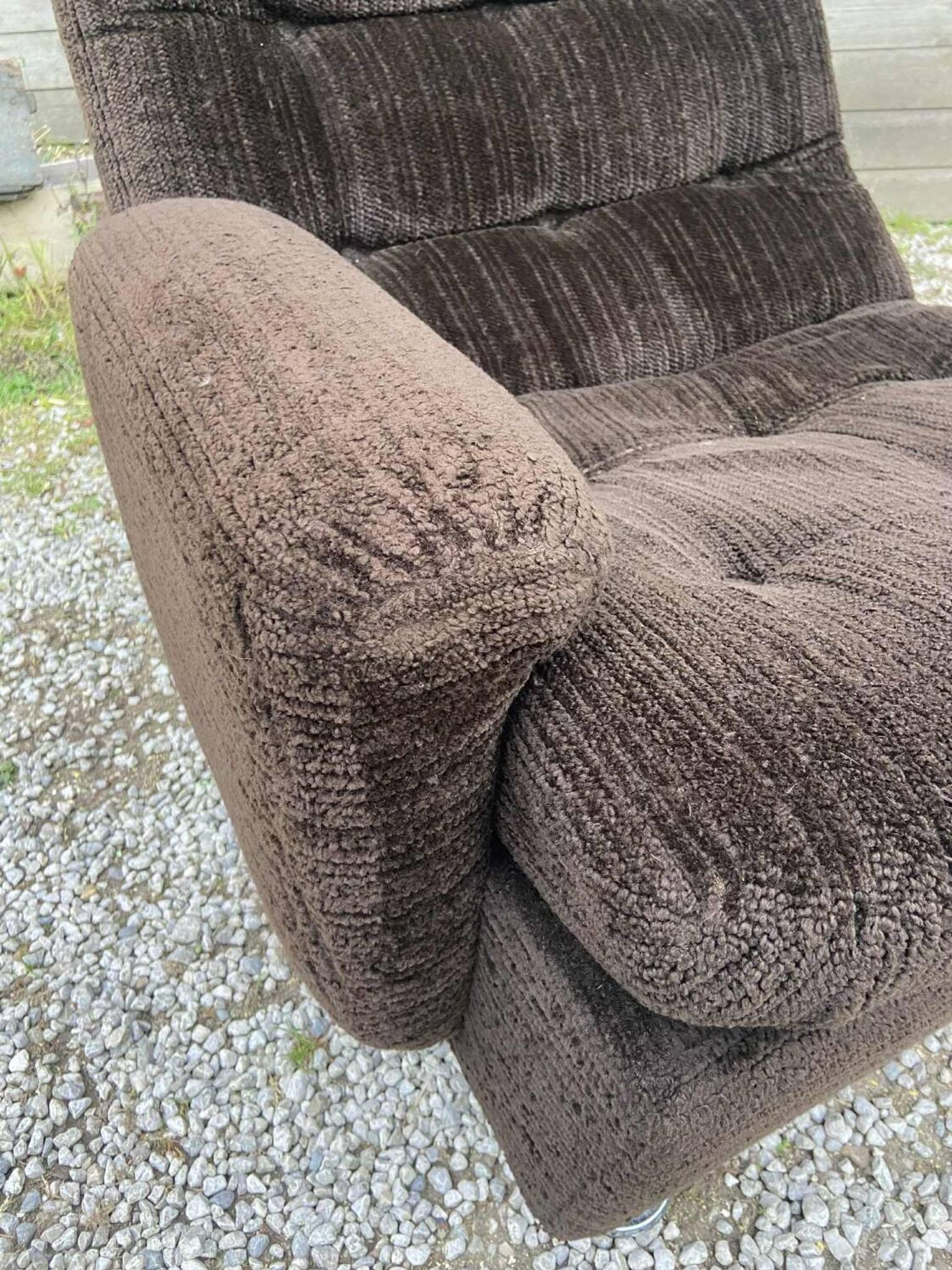 Vintage Space Age brown velvet sofa