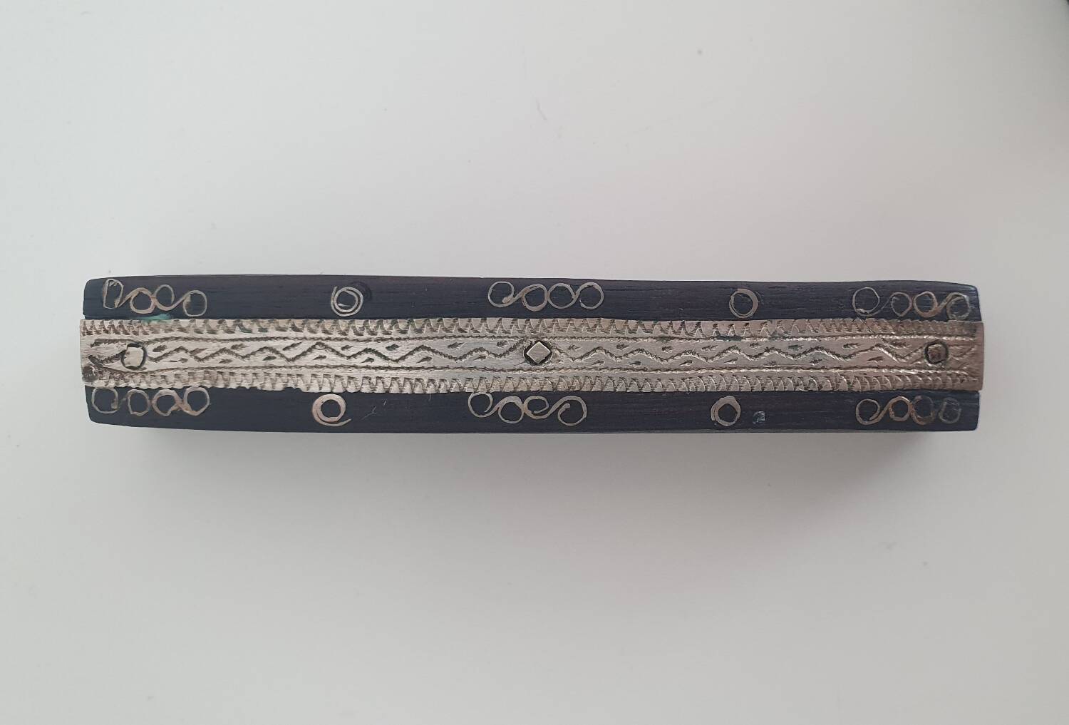 Ebony and chiseled metal knife holder set