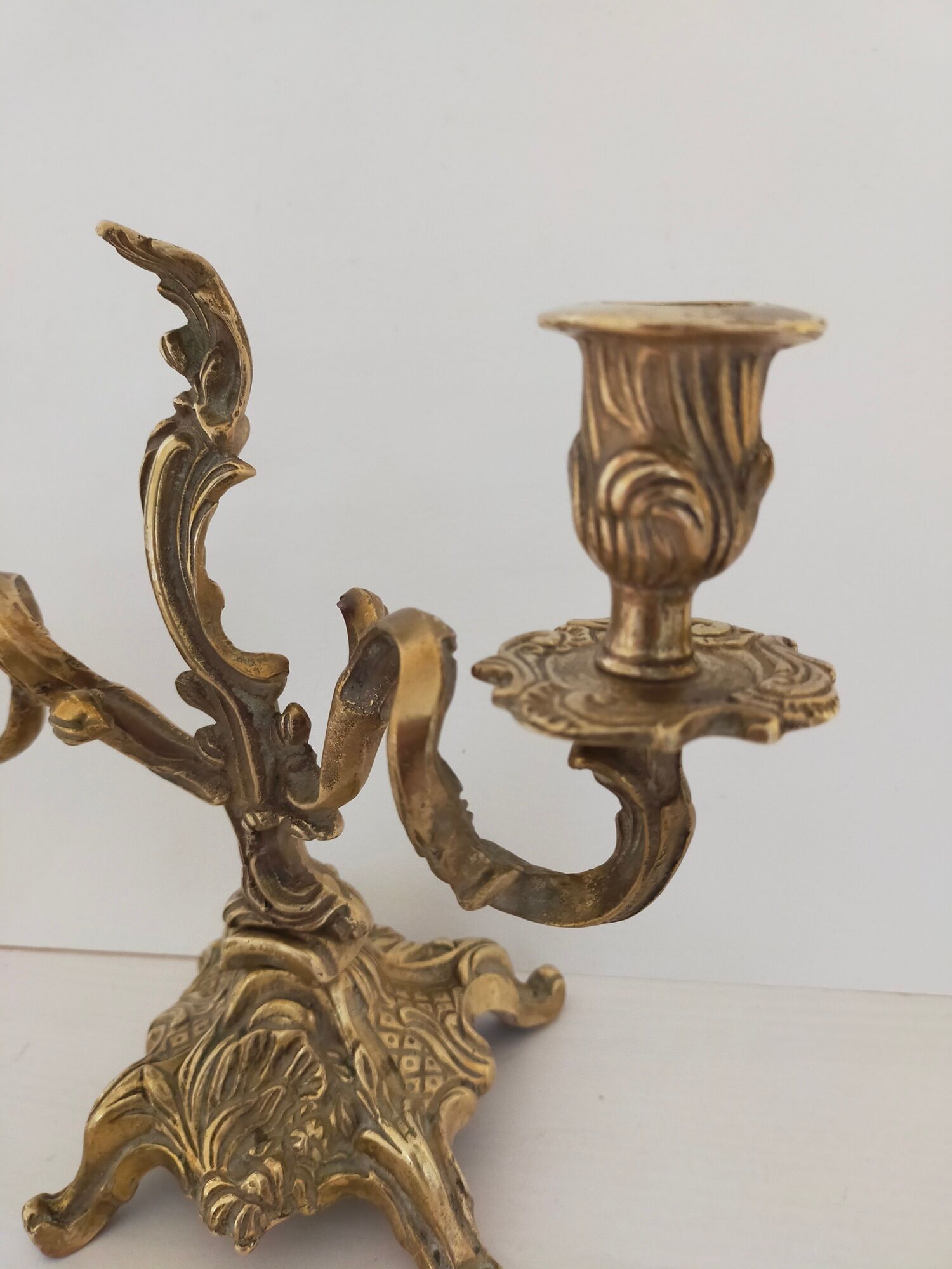 Pair of vintage brass 2-candle candelabra candlesticks