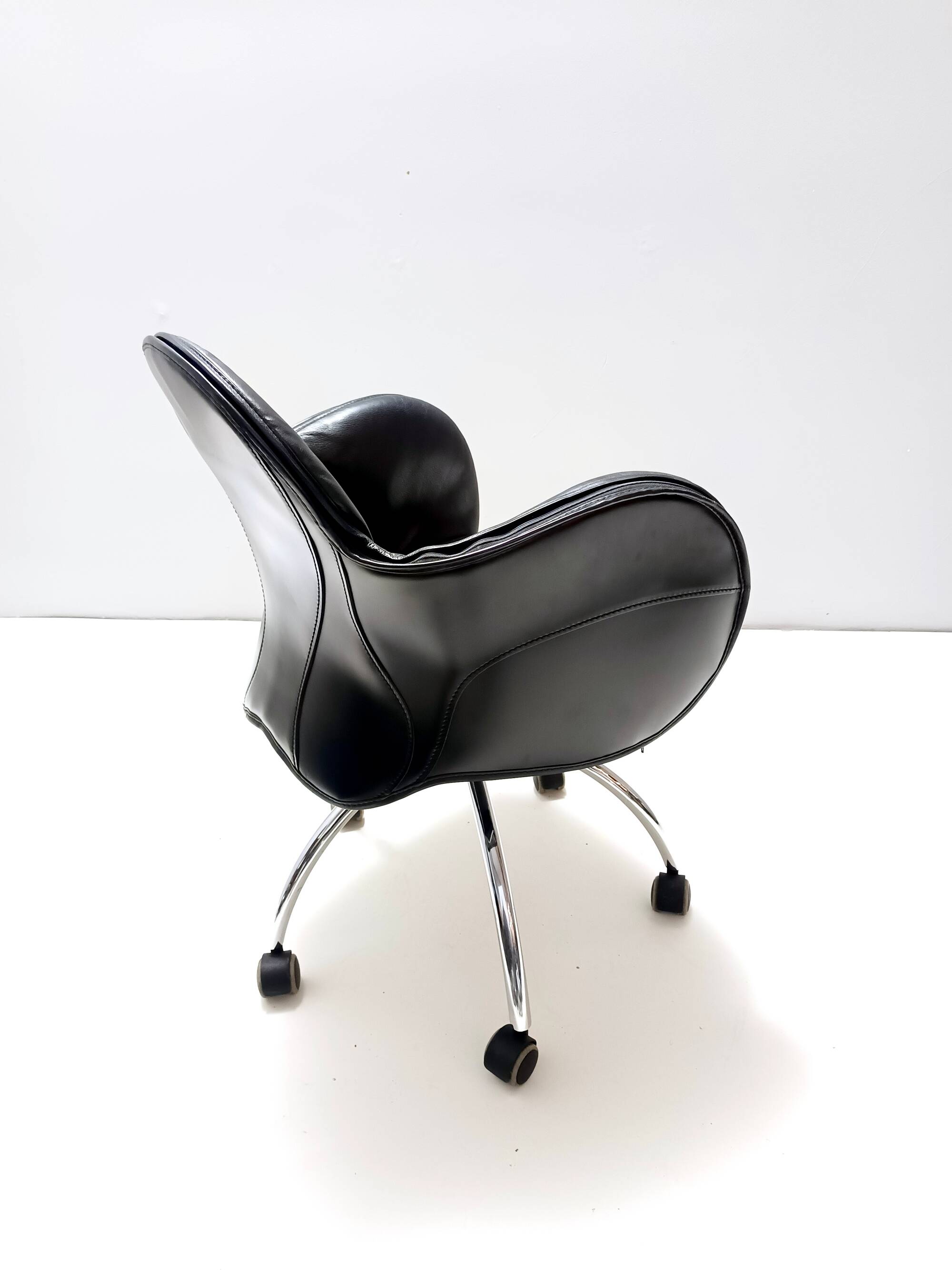 Black Leather Incisa Office Chair by Vico Magistretti for De Padova, 1992