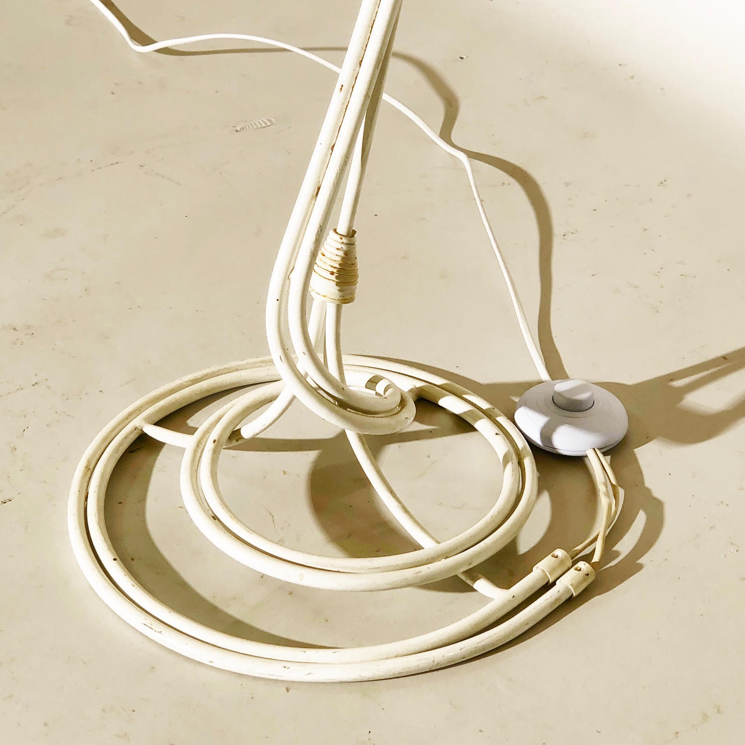 White lamppost blue lampshade 1960s