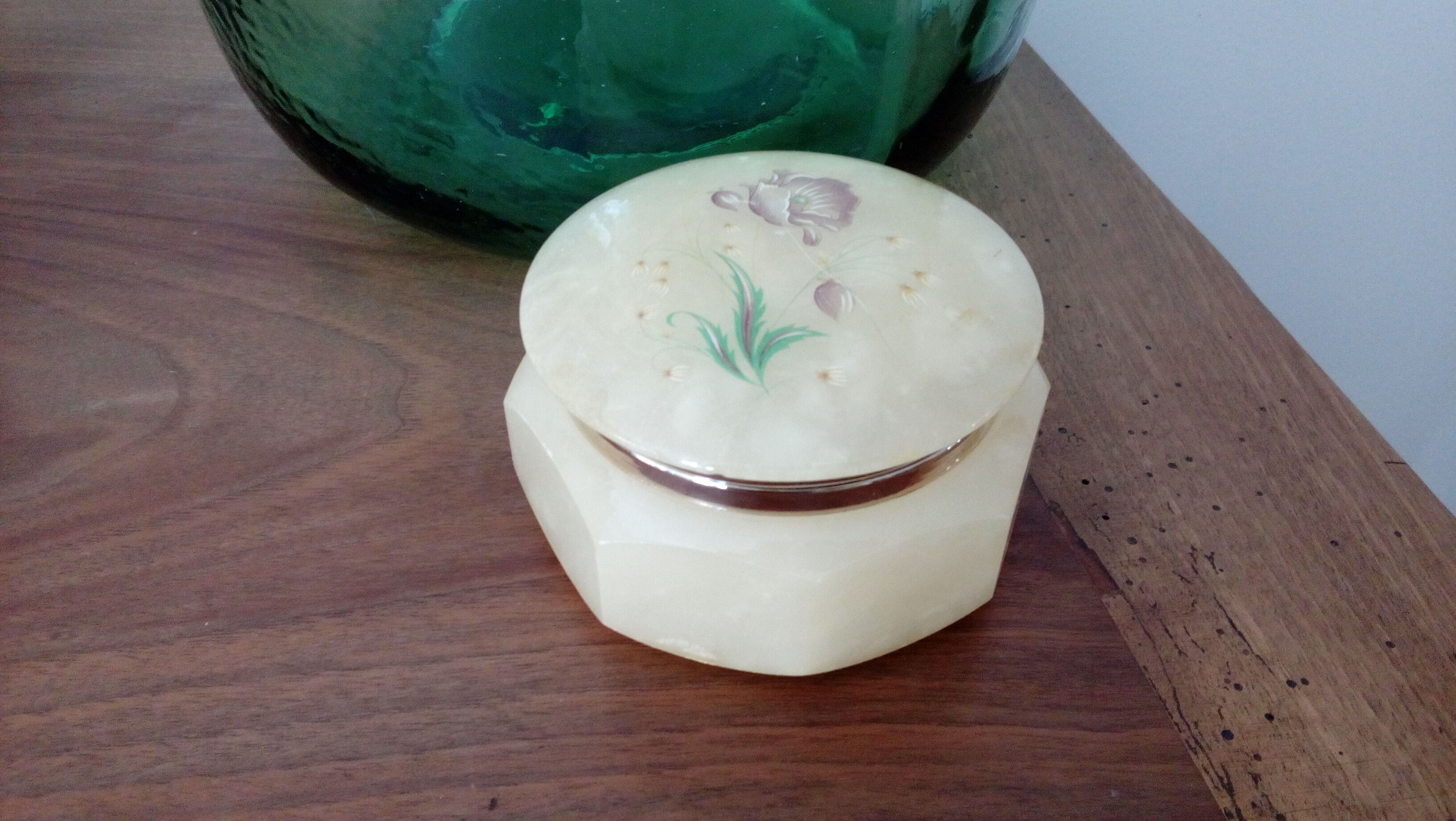 Boîte coffret albâtre et fleur