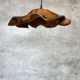 Small pendant light in corrugated teak leaf (Small D:30 H:20)