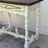 Small Renaissance-style patinated desk table with 1 drawer