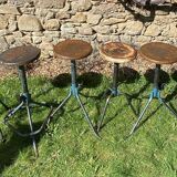 6 adjustable industrial workshop stools, 50s/60s