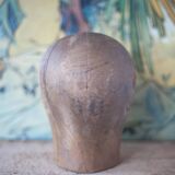 Old hat head, wooden cap, wooden milliner's head, old wood, collection, decoration