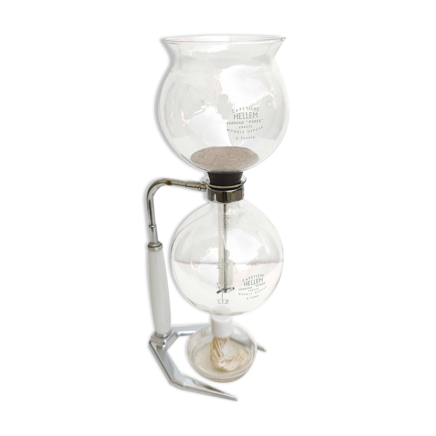 Hellem coffee maker 8 cups, pyrex glass, 50s