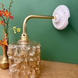 Vintage amber glass globe wall light