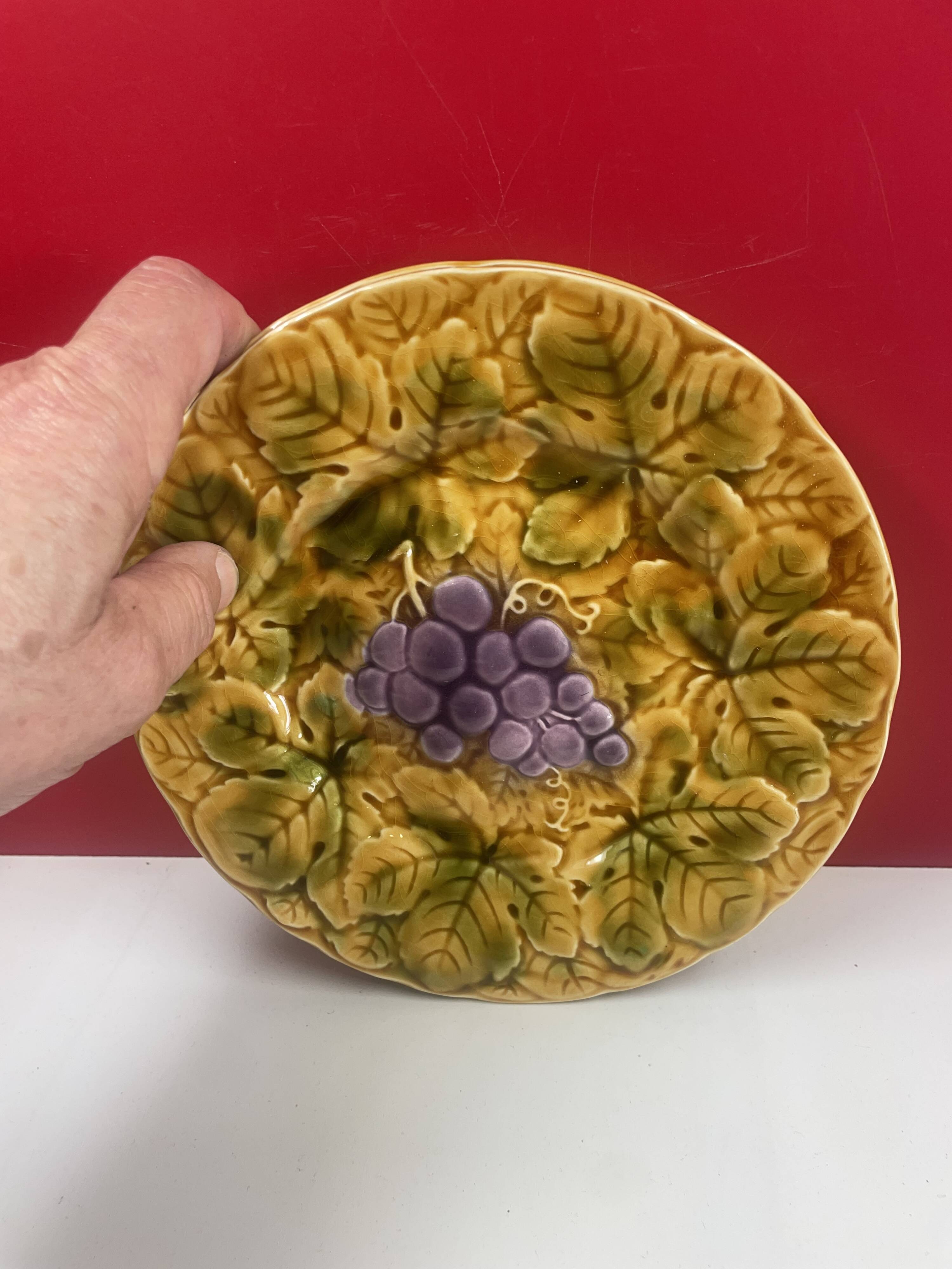 Complete service barbotine Sarreguemines dish + 12 Vintage Décor Fru plates