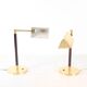 Brass and wood lamps
