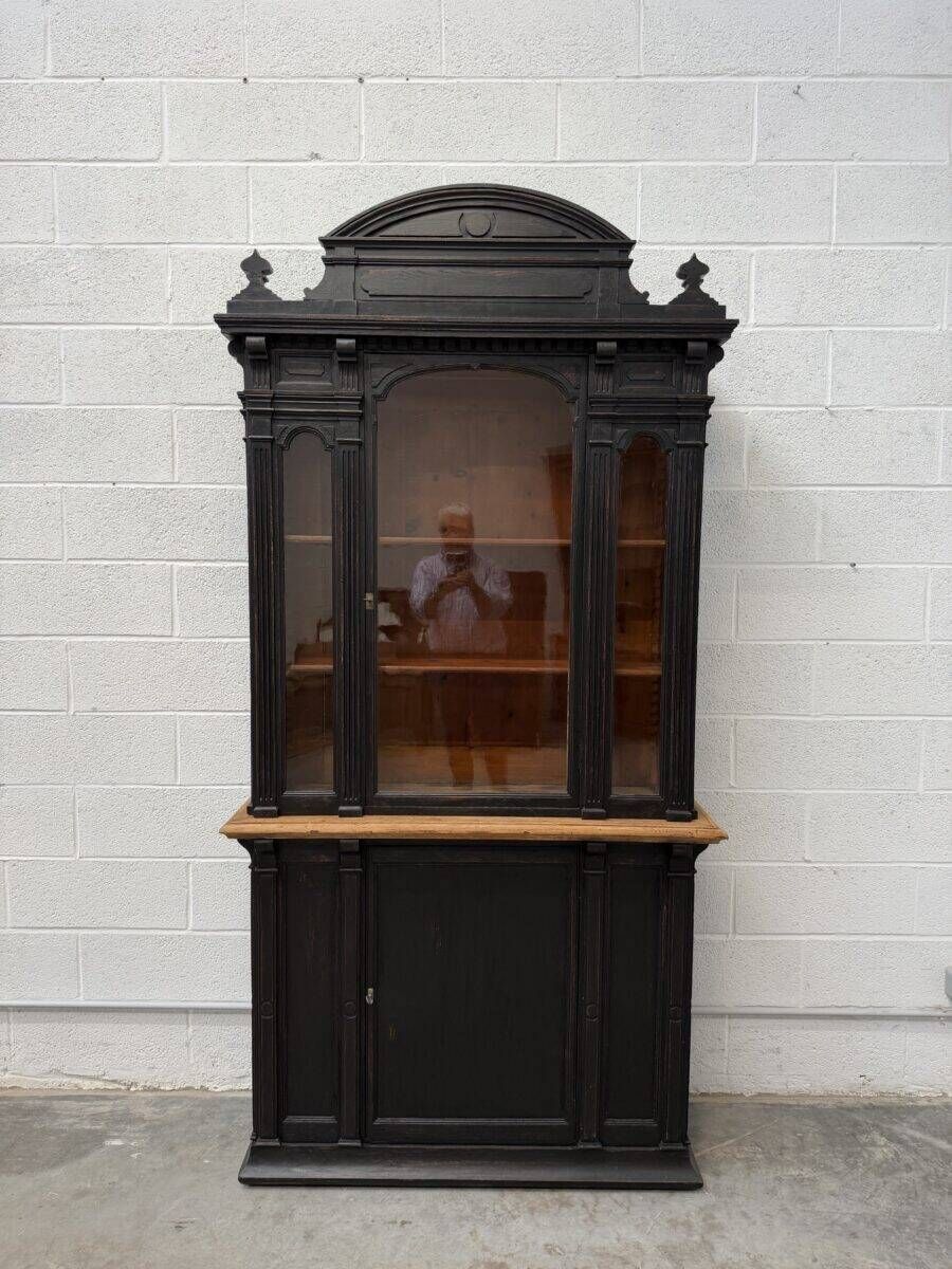 19th-century shop display cabinet in solid oak