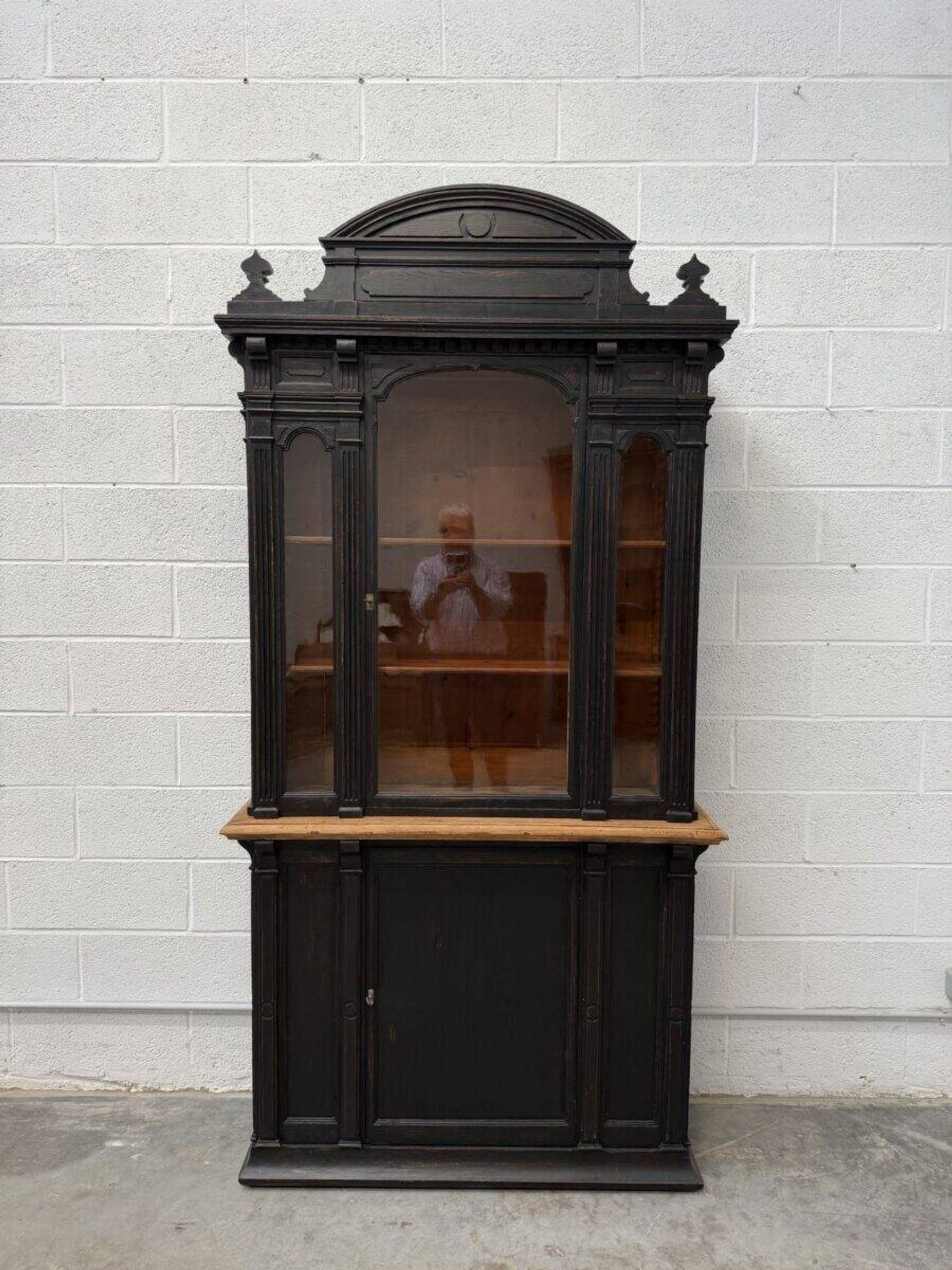 19th-century shop display cabinet in solid oak
