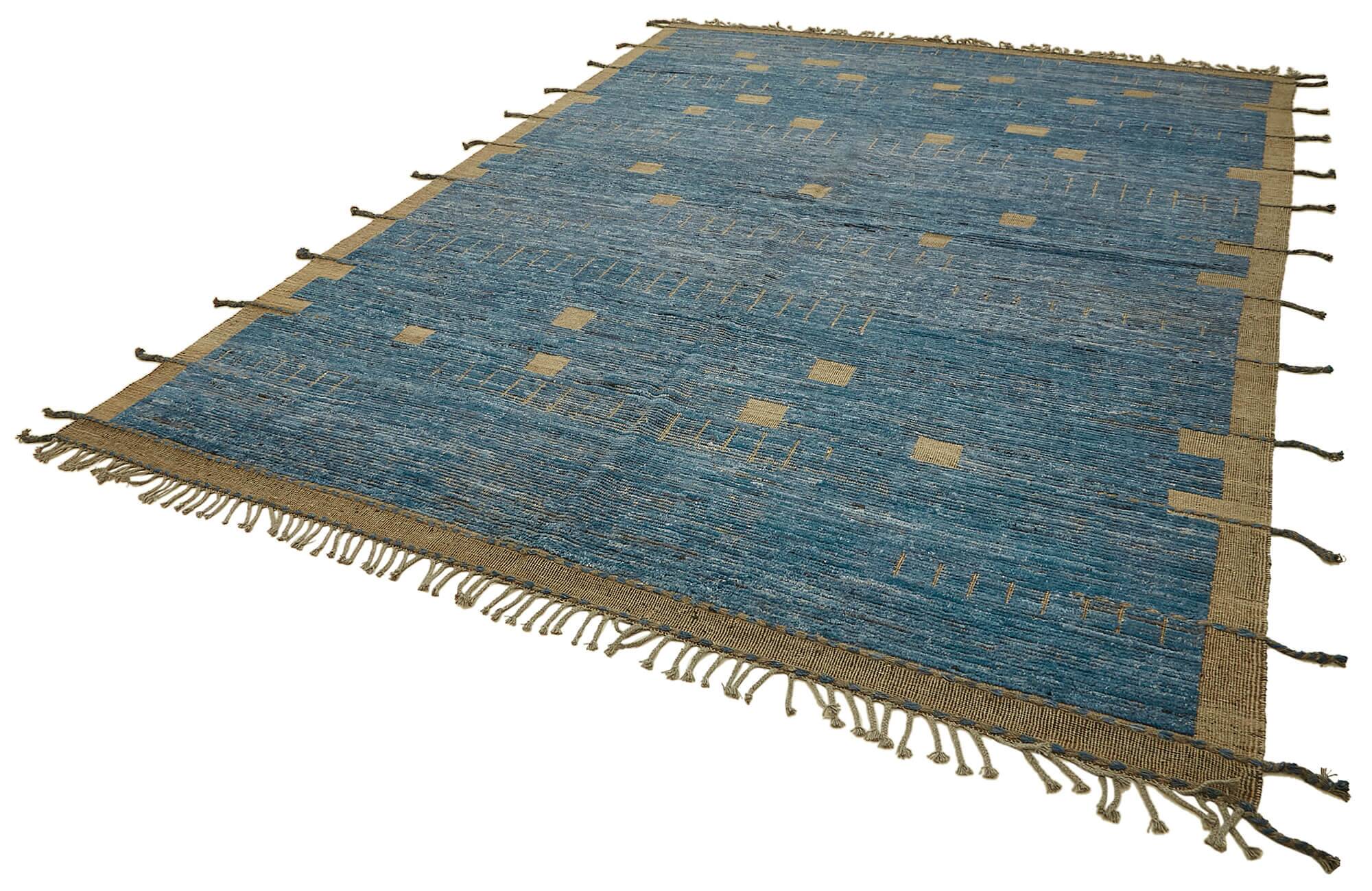 Handmade Turkish One of a Kind 281 cm x 380 cm Blue Wool Carpet