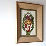 Painting, signed oil painting, flowers, 60s