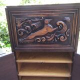 Vintage Art Deco carved bar cabinet