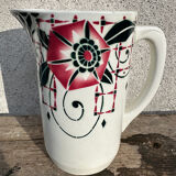 Coloured vintage Art Deco pitcher in St Amand earthenware.