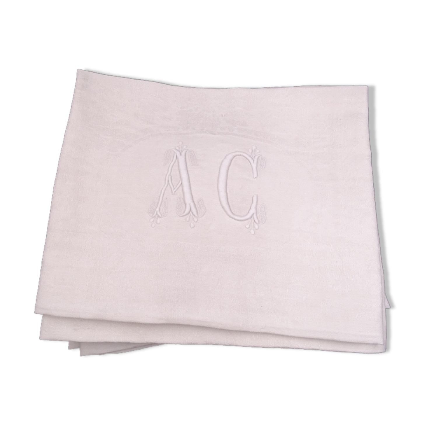 Set of 17 old damasked towels and monogram ac