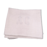 Set of 17 old damasked towels and monogram ac