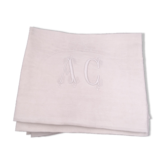Set of 17 old damasked towels and monogram ac