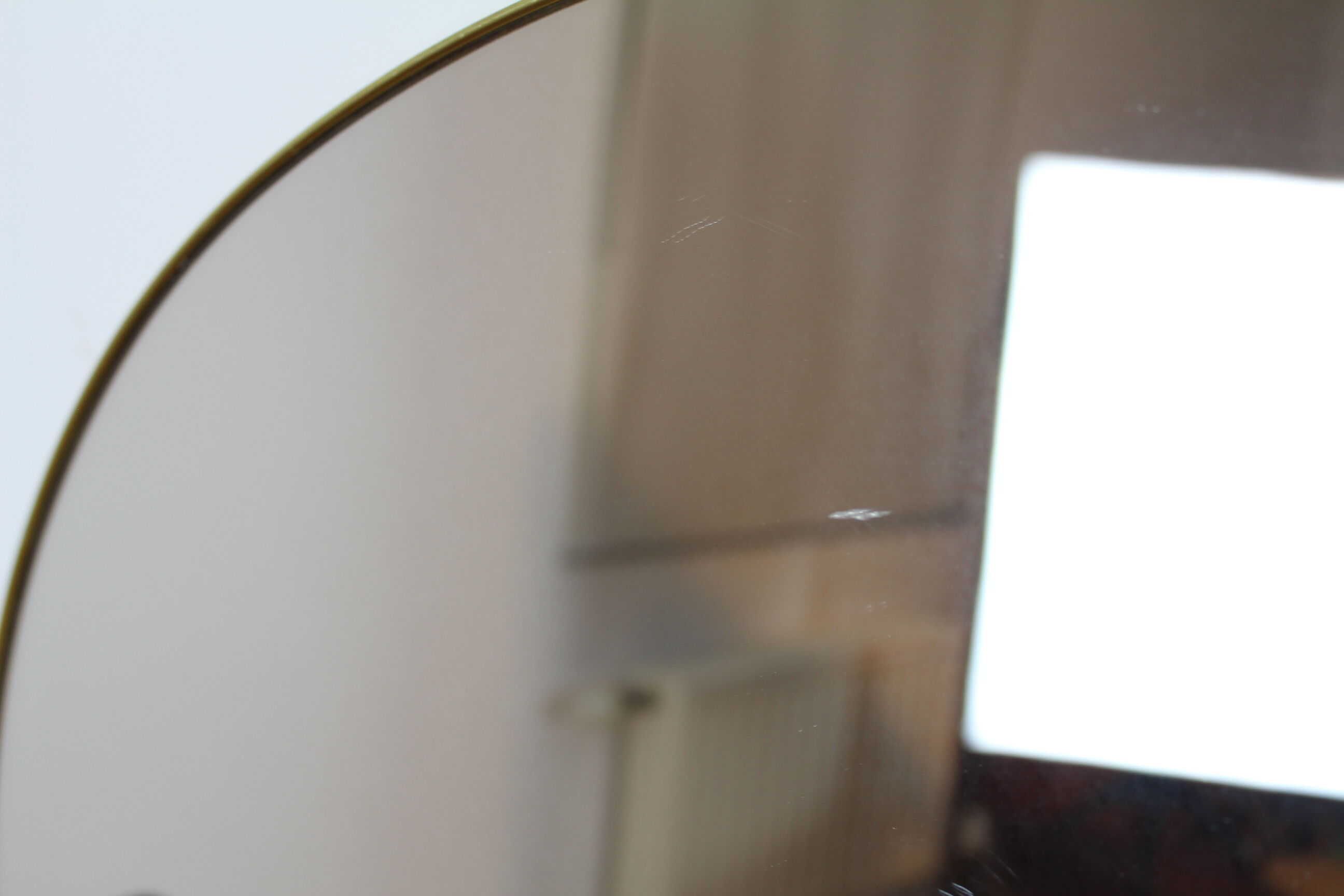 Mirror oval gilded brass hooping 92x64cm, mid century