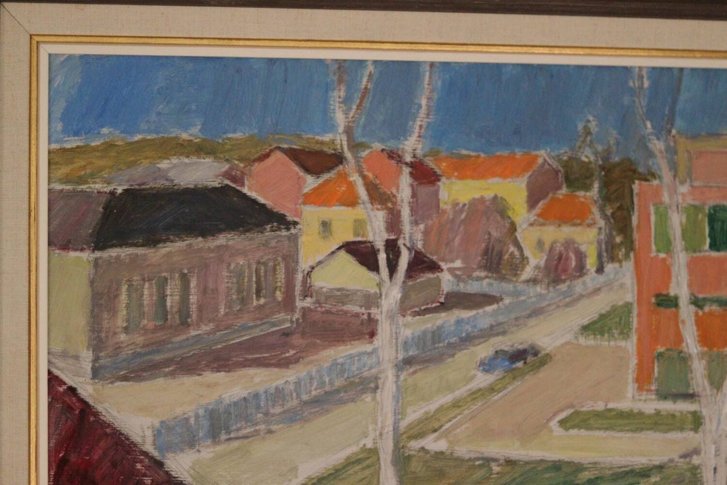 Swedish Oil on Panel – “Street Jämtland” by John Hedman (1913–1994)