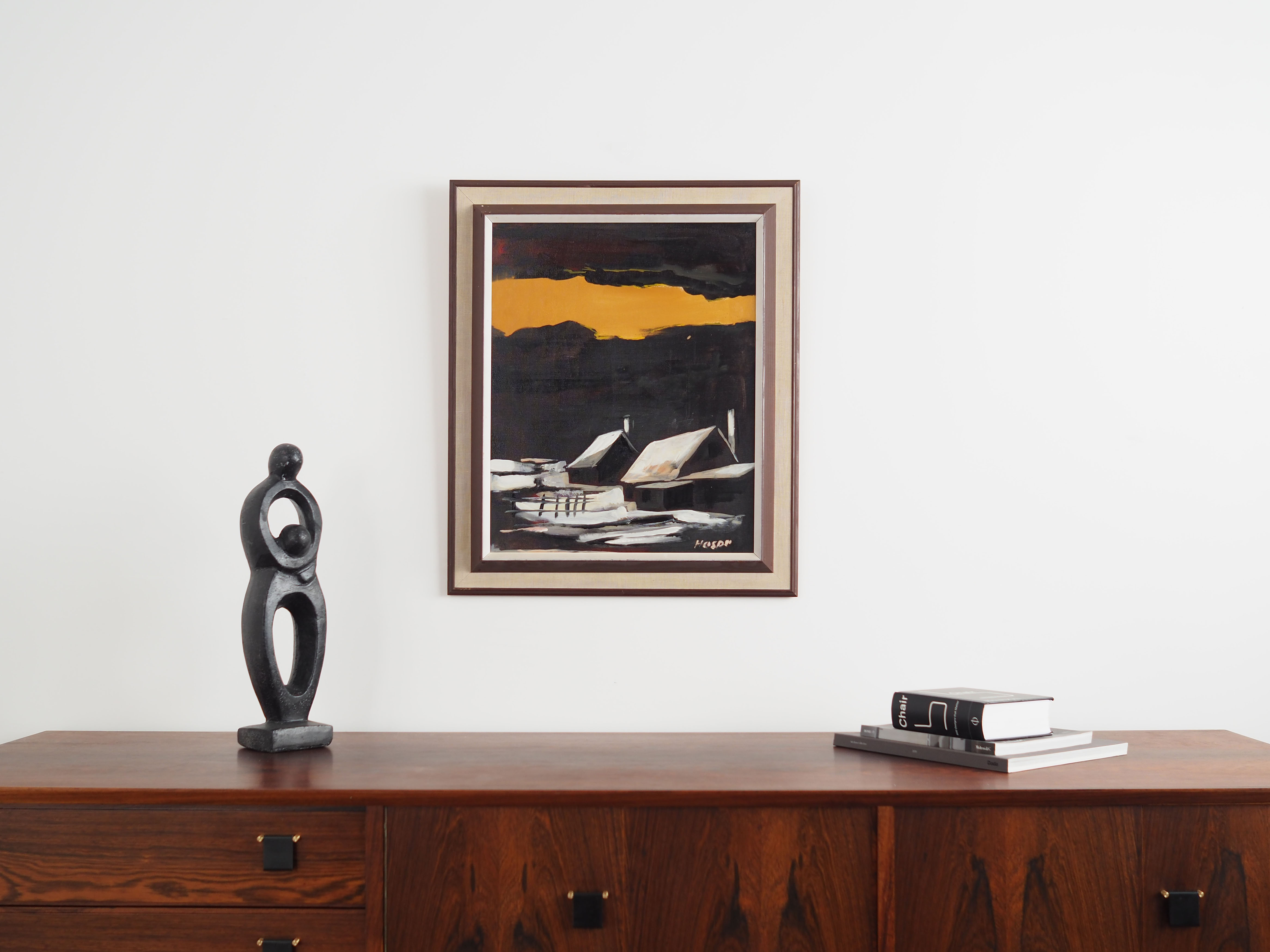 Painting „The Winter Aurora”, Scandinavian design, 1970s