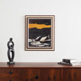 Painting „The Winter Aurora”, Scandinavian design, 1970s