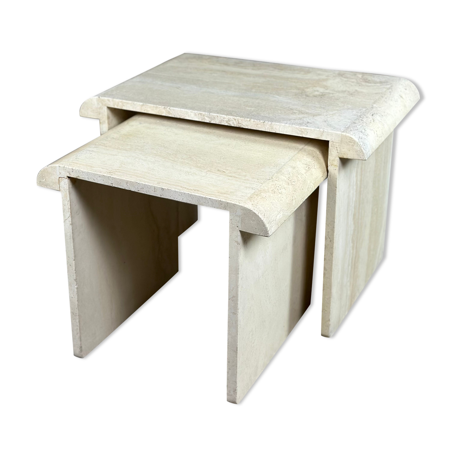 Artelano nesting tables in vintage travertine 1970