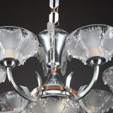 Art Deco chandelier in nickel-plated metal and copper