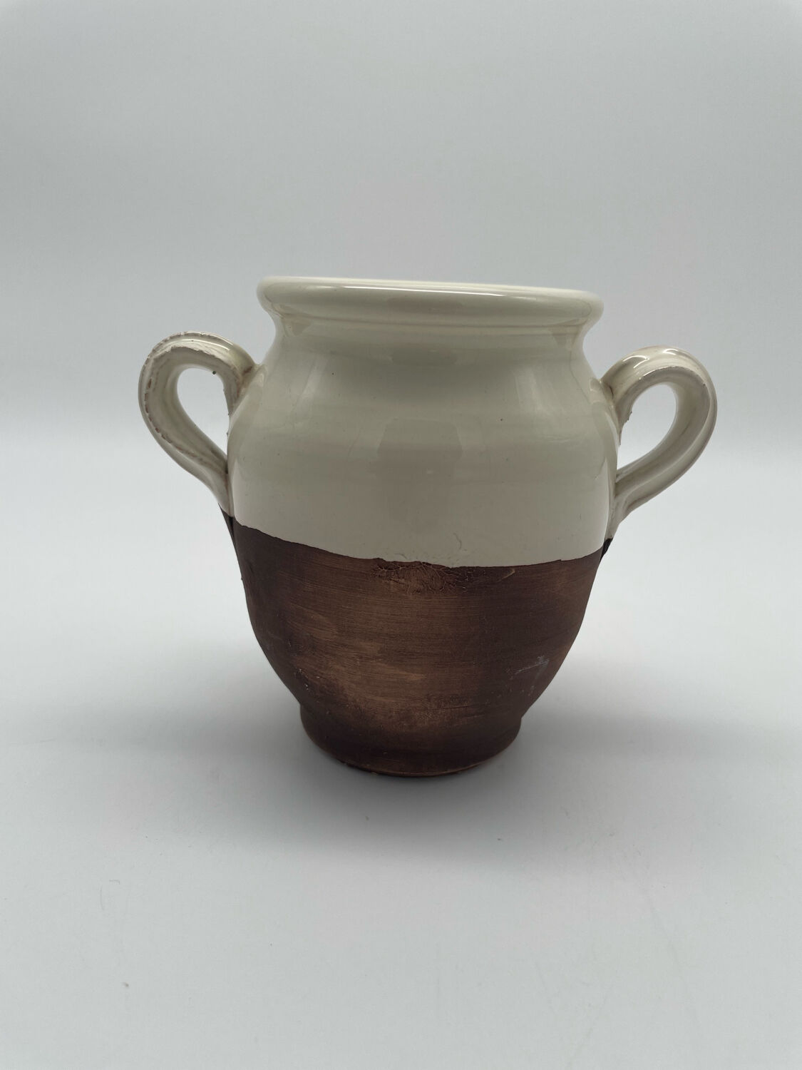Grease pot, candied in glazed white terracotta