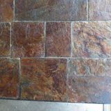 Slate and wrought iron coffee table