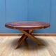 Vintage wooden coffee table with intersecting legs, France 1970