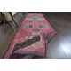 1970s Vintage Turkish Oushak Handmade Wool Cotton Pink Runner Rug 81x315