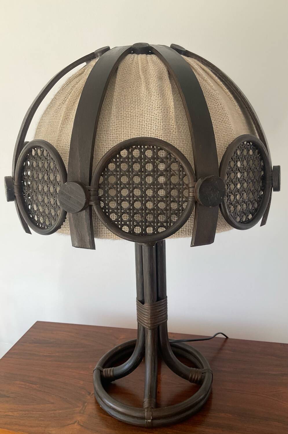 Rattan and cane lamp from the 60s-70s