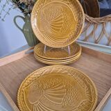 Gien earthenware fish service, 6 plates