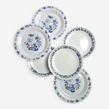 Assiettes bleu plates vintage