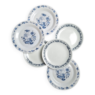 Assiettes bleu plates vintage