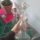 Pair of Roger Gallet glass candle holders