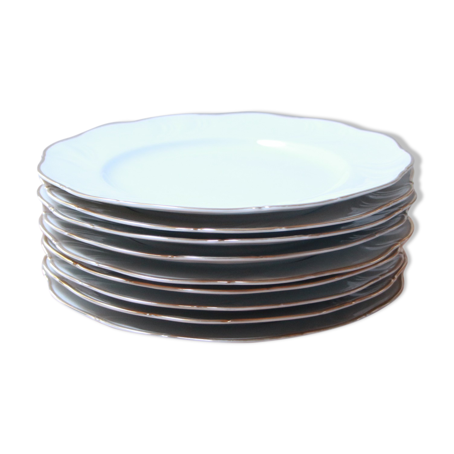 White and gold porcelain plates